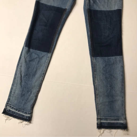 Rag & Bone Dive High-Rise Colorblock Capri Jeans, Indigo Olana Size 27 - Picture 5 of 11